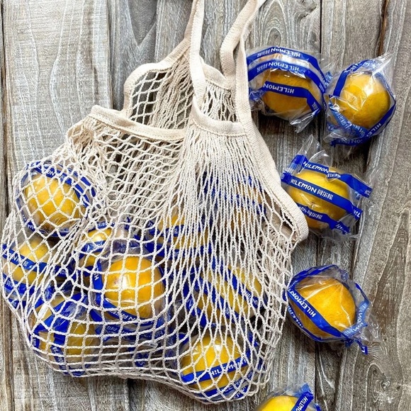 Bag mesh fish net shopping grocery fruit reusable cream Multiuse market bag - Picture 2 of 13